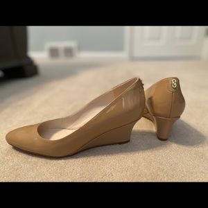 Cole Haan Tan Patent Leather Wedges (low)